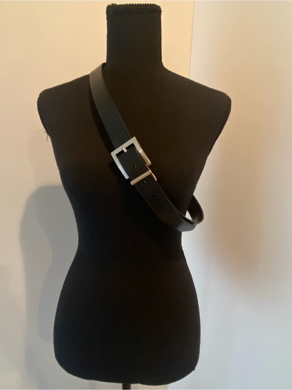 Calvin Klein Black Leather Belt with Silver Buckle